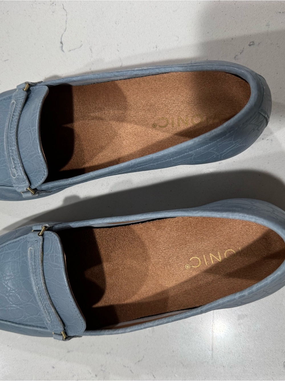Vionic Light Blue Croc-Embossed Women’s Loafers